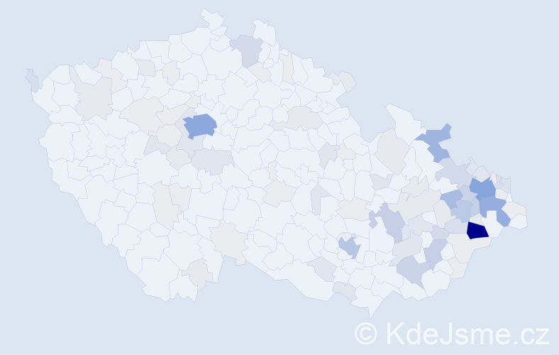 Příjmení: 'Vojkůvka', počet výskytů 380 v celé ČR