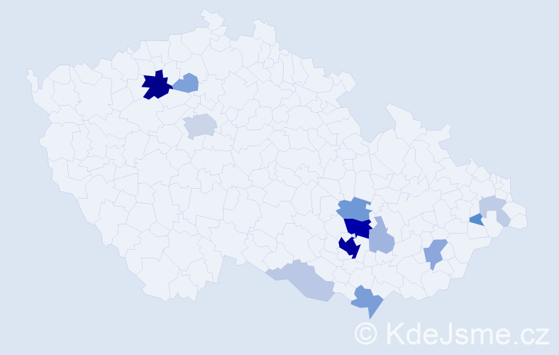 Příjmení: 'Baláč', počet výskytů 54 v celé ČR