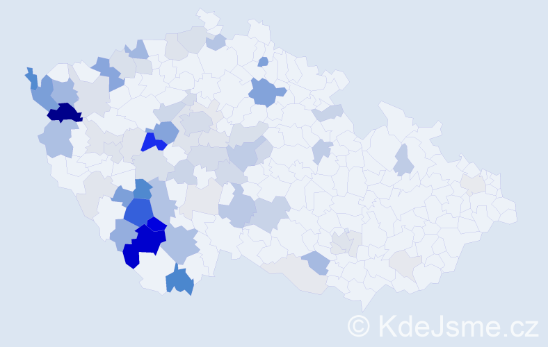 Příjmení: 'Kůta', počet výskytů 231 v celé ČR