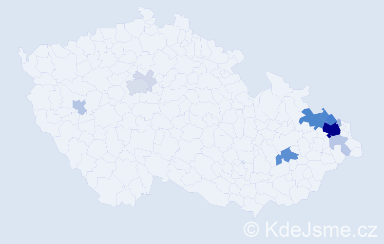 Příjmení: 'Bochňáková', počet výskytů 73 v celé ČR