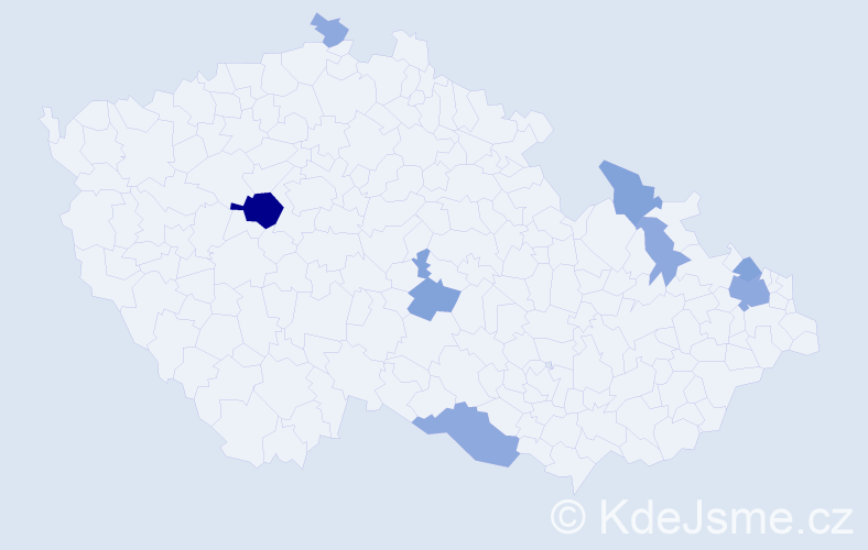 Příjmení: 'Bíllá', počet výskytů 18 v celé ČR