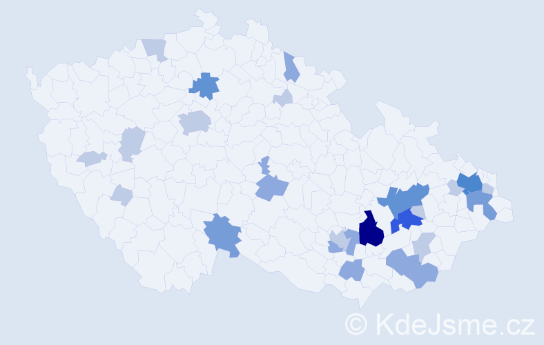 Příjmení: 'Gibalová', počet výskytů 58 v celé ČR