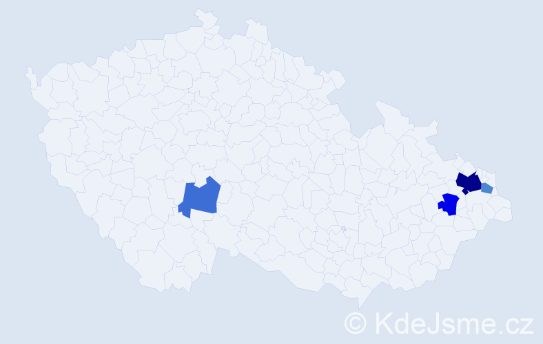 Příjmení: 'Cvajnová', počet výskytů 8 v celé ČR