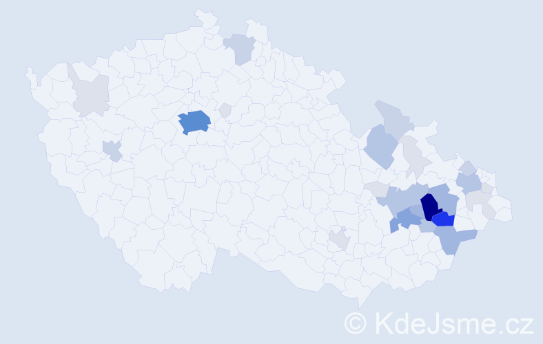 Příjmení: 'Zdráhala', počet výskytů 102 v celé ČR