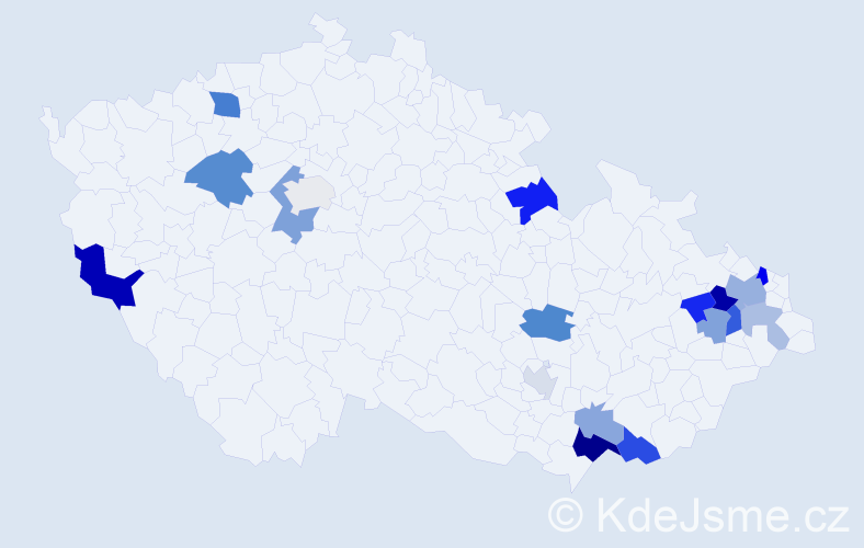 Příjmení: 'Stanček', počet výskytů 36 v celé ČR