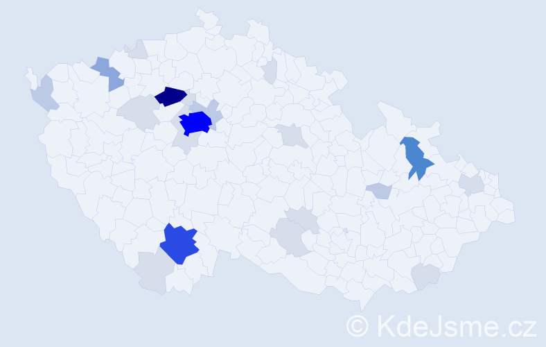 Příjmení: 'Bakalářová', počet výskytů 76 v celé ČR