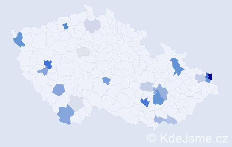 Příjmení: 'Parči', počet výskytů 101 v celé ČR