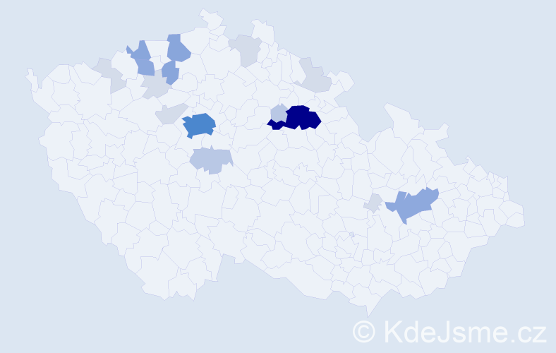 Příjmení: 'Kundrt', počet výskytů 55 v celé ČR