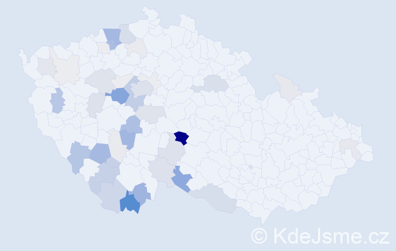 Příjmení: 'Krtek', počet výskytů 161 v celé ČR