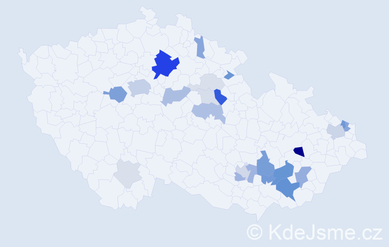 Příjmení: 'Nevyjelová', počet výskytů 70 v celé ČR