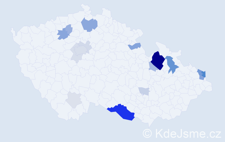 Příjmení: 'Ivanovič', počet výskytů 63 v celé ČR