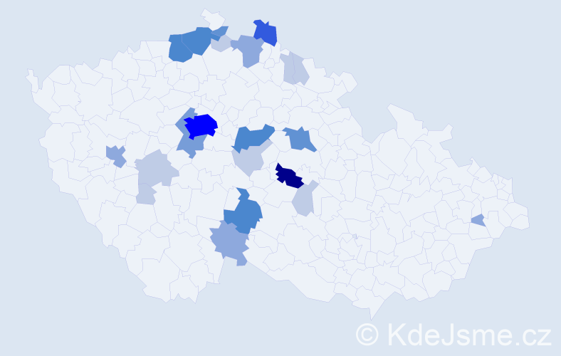 Příjmení: 'Cimpl', počet výskytů 70 v celé ČR