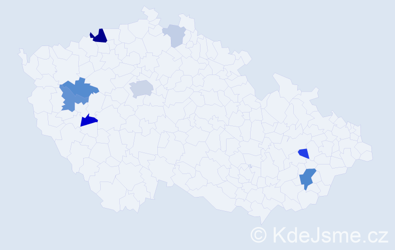 Příjmení: 'Helmer', počet výskytů 19 v celé ČR