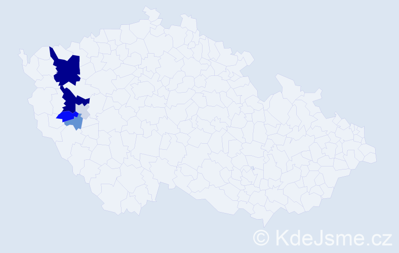 Příjmení: 'Čábalová', počet výskytů 19 v celé ČR