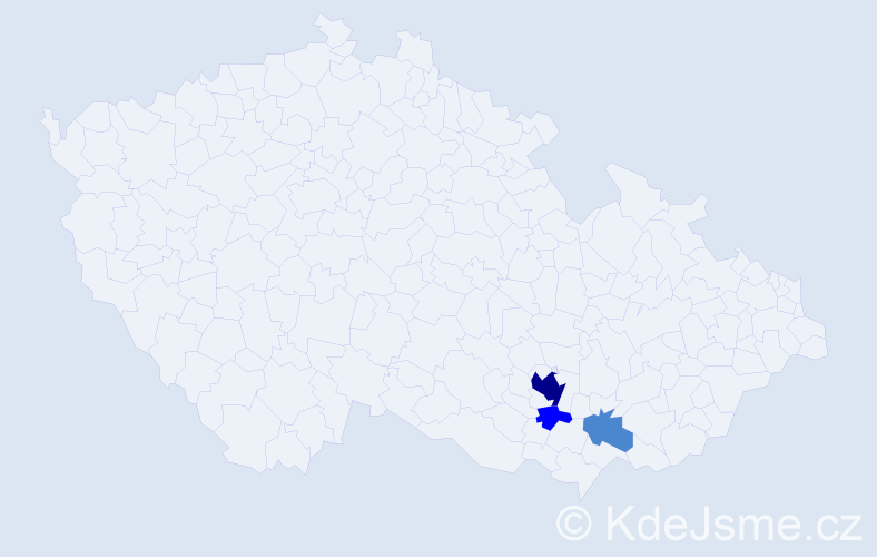 Příjmení: 'Hodain', počet výskytů 6 v celé ČR