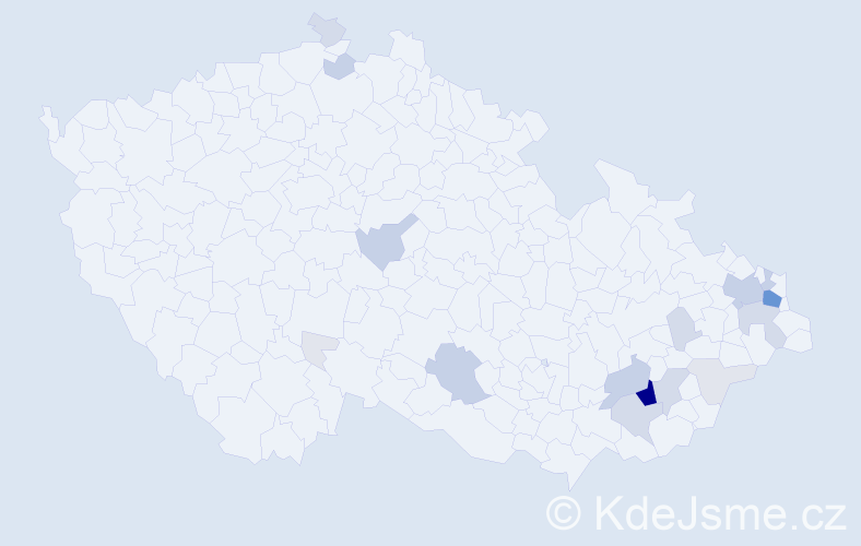 Příjmení: 'Trvaj', počet výskytů 78 v celé ČR