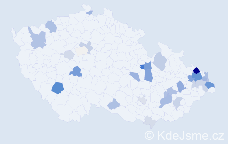 Příjmení: 'Chyla', počet výskytů 98 v celé ČR