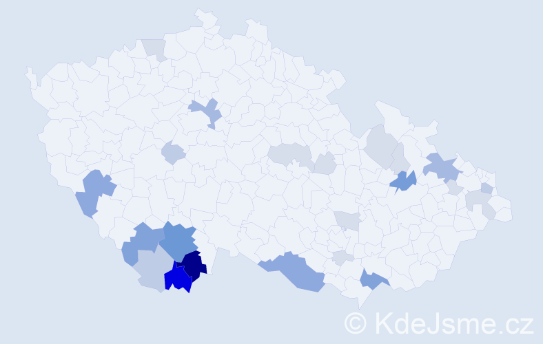 Příjmení: 'Smolen', počet výskytů 89 v celé ČR