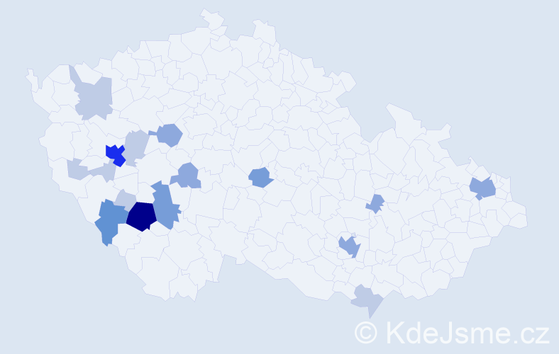 Příjmení: 'Bernad', počet výskytů 43 v celé ČR