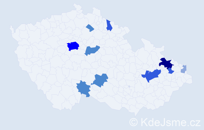 Příjmení: 'Magura', počet výskytů 28 v celé ČR