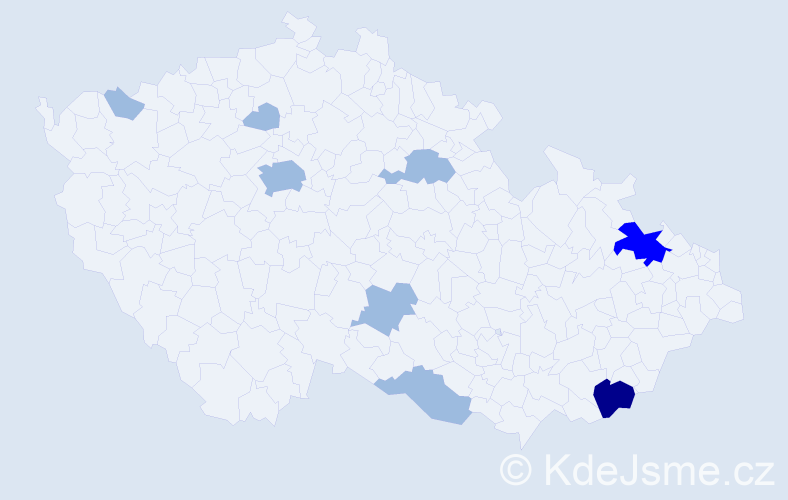 Příjmení: 'Roderová', počet výskytů 13 v celé ČR