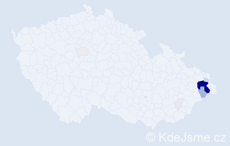 Příjmení: 'Gongol', počet výskytů 58 v celé ČR