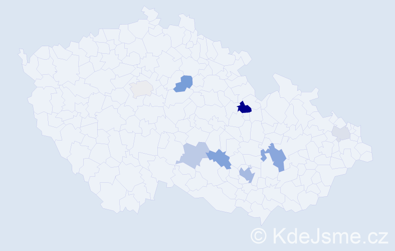 Příjmení: 'Hikeš', počet výskytů 14 v celé ČR