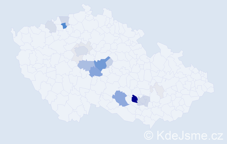 Příjmení: 'Touška', počet výskytů 75 v celé ČR