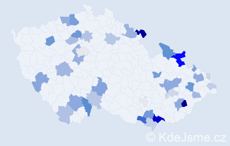 Příjmení: 'Trnovcová', počet výskytů 90 v celé ČR