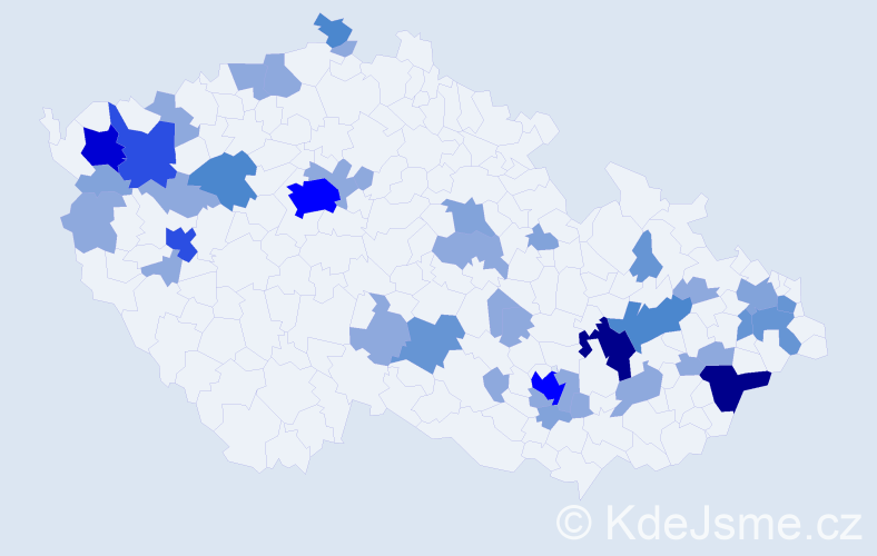 Příjmení: 'Zigmund', počet výskytů 102 v celé ČR