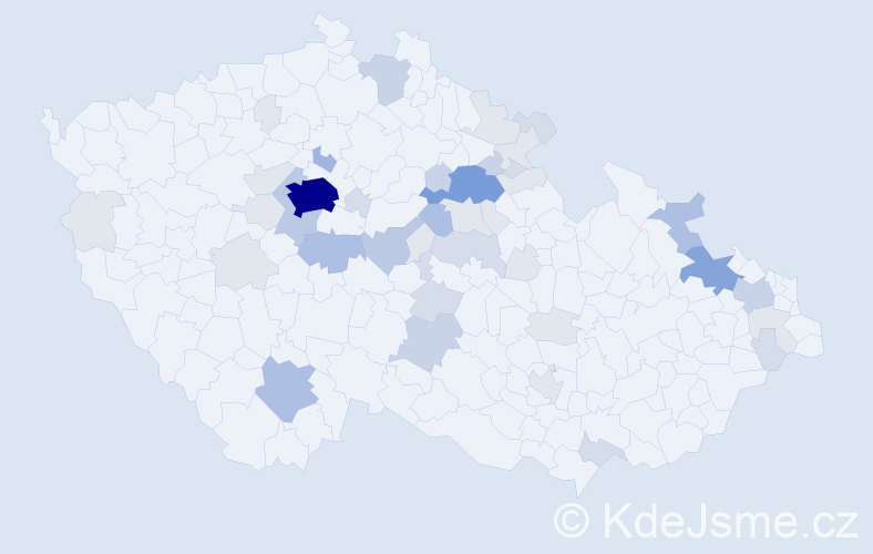 Příjmení: 'Flegrová', počet výskytů 135 v celé ČR