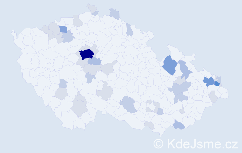 Příjmení: 'Kolárová', počet výskytů 102 v celé ČR