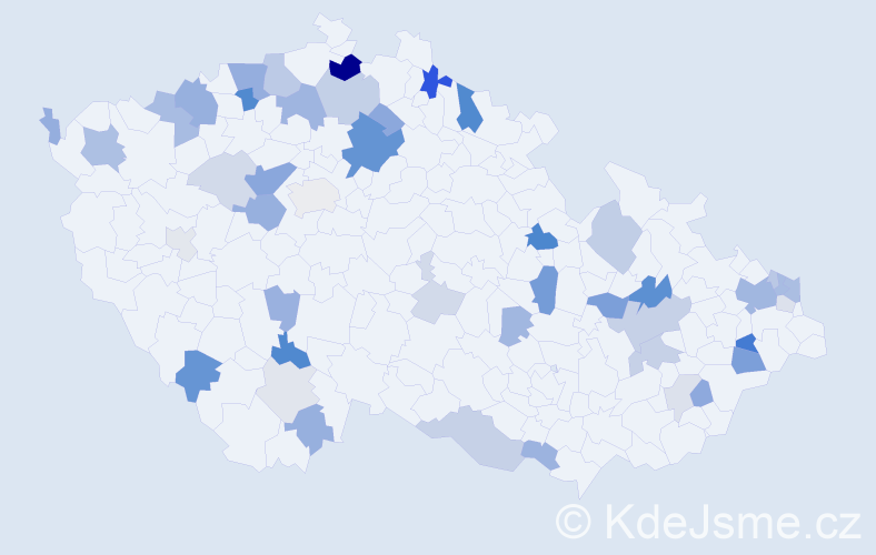 Příjmení: 'Deák', počet výskytů 123 v celé ČR