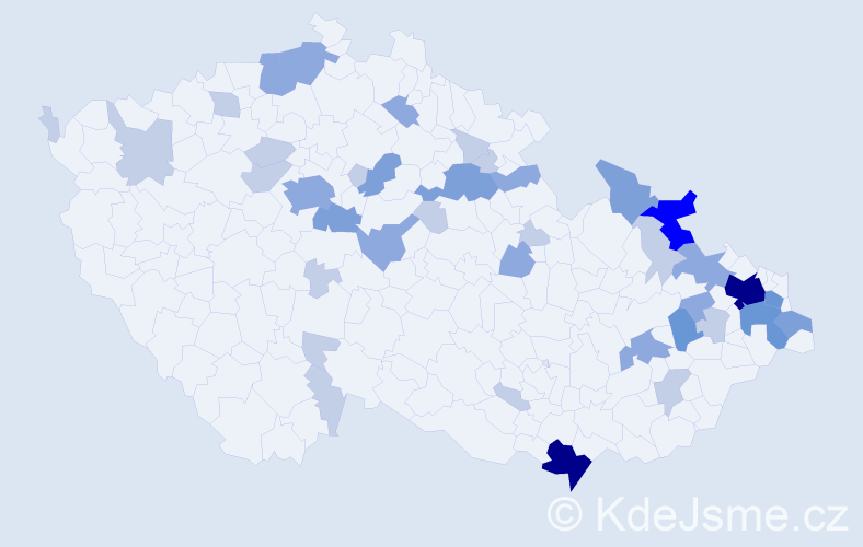Příjmení: 'Backová', počet výskytů 94 v celé ČR