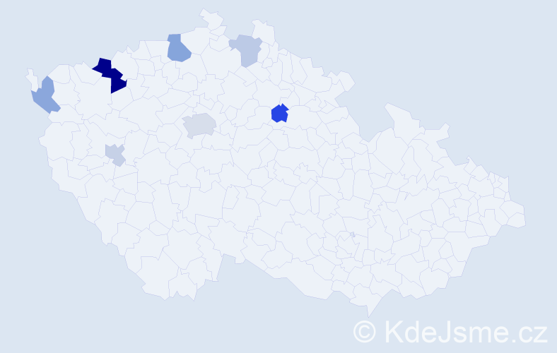 Příjmení: 'Vaničková', počet výskytů 13 v celé ČR