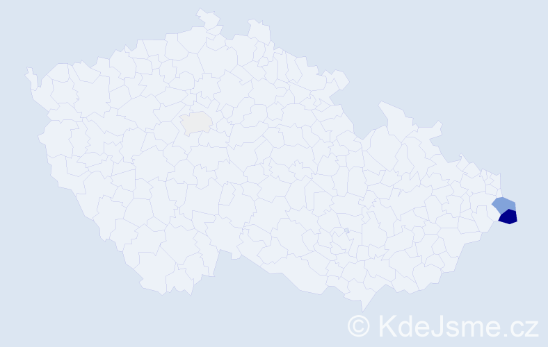 Příjmení: 'Ku¬mová', počet výskytů 15 v celé ČR