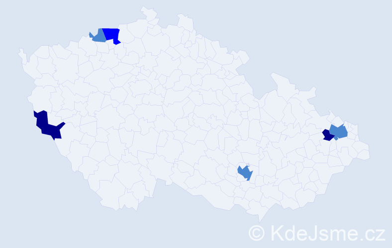 Příjmení: 'Prajová', počet výskytů 11 v celé ČR