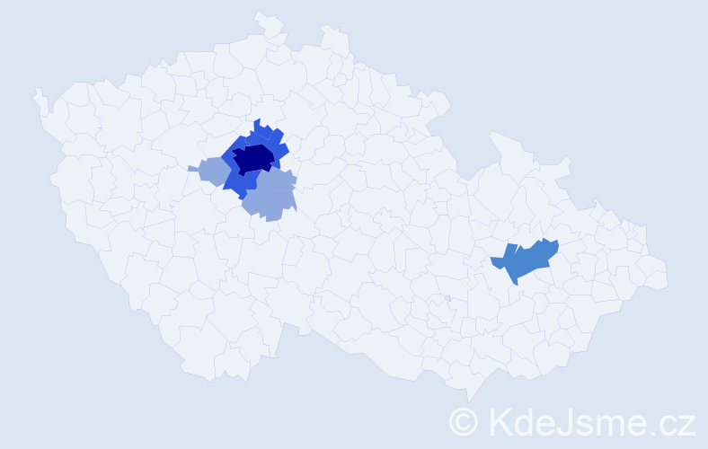 Příjmení: 'Benáčanová', počet výskytů 19 v celé ČR