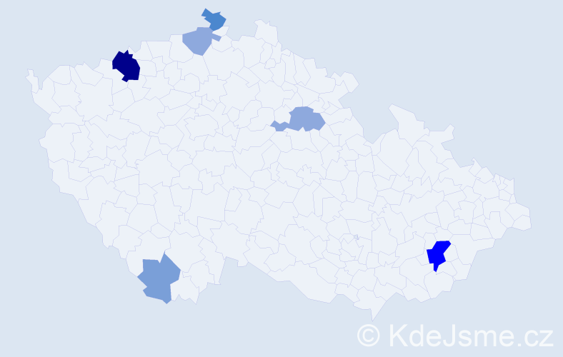Příjmení: 'Michaligová', počet výskytů 19 v celé ČR