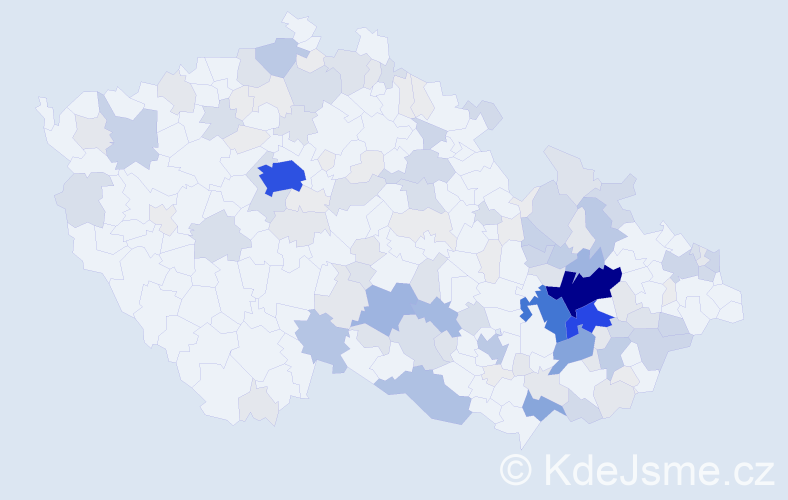 Příjmení: 'Běhal', počet výskytů 588 v celé ČR