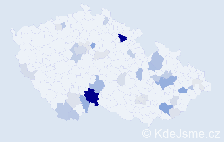 Příjmení: 'Hulík', počet výskytů 117 v celé ČR