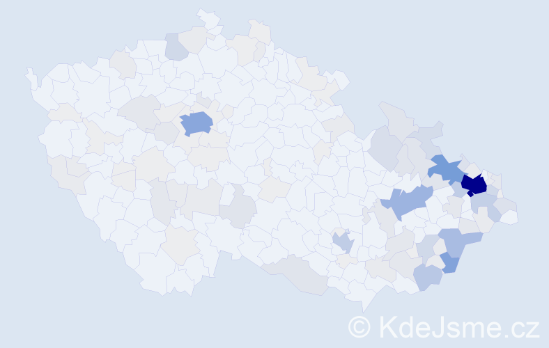 Příjmení: 'Kudela', počet výskytů 460 v celé ČR