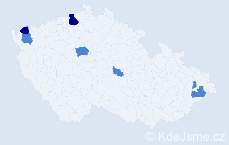 Příjmení: 'Cisárik', počet výskytů 12 v celé ČR