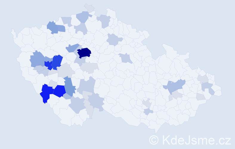 Příjmení: 'Janout', počet výskytů 156 v celé ČR