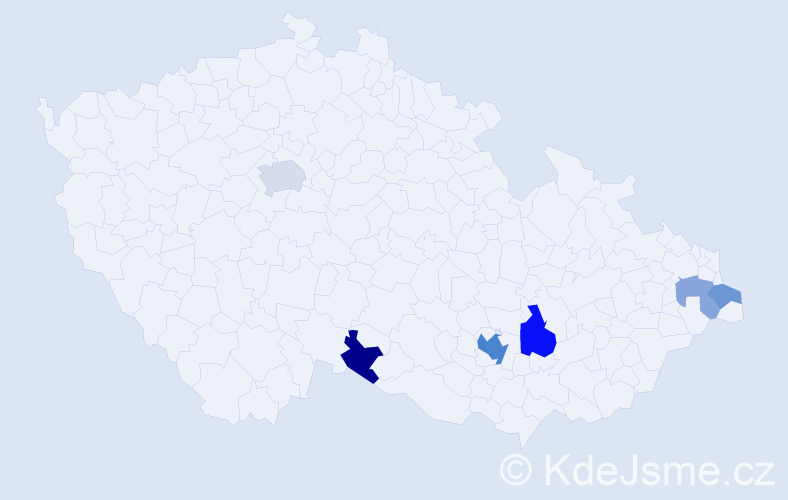 Příjmení: 'Krmníčková', počet výskytů 13 v celé ČR