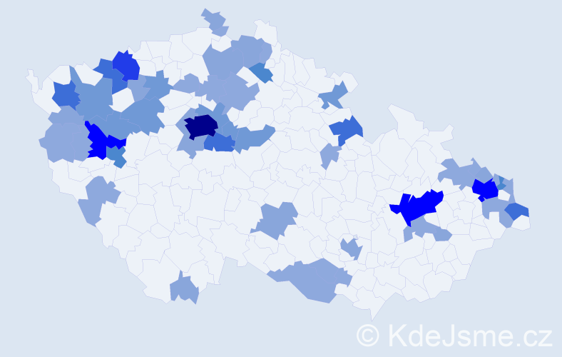 Příjmení: 'Fehér', počet výskytů 138 v celé ČR