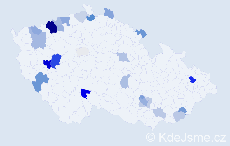 Příjmení: 'Tenk', počet výskytů 75 v celé ČR