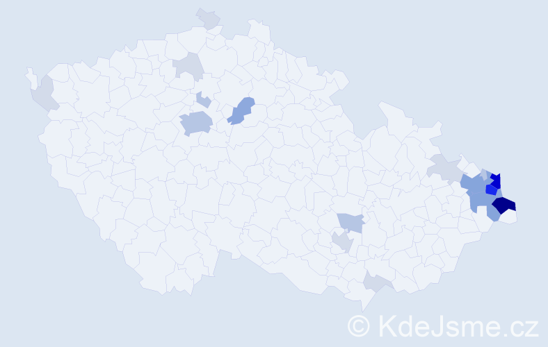 Příjmení: 'Malyszová', počet výskytů 76 v celé ČR