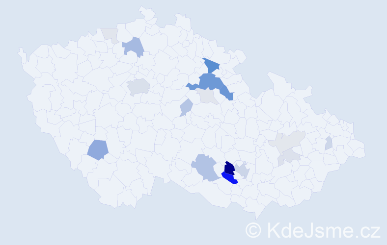 Příjmení: 'Vognar', počet výskytů 64 v celé ČR