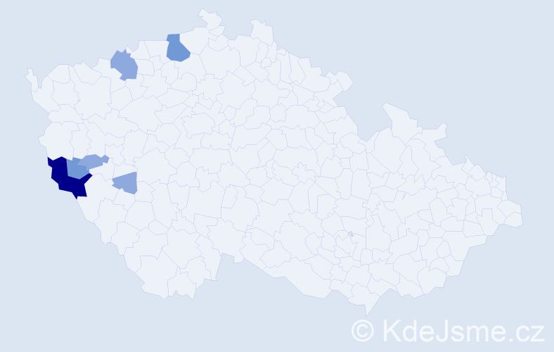 Příjmení: 'Kuglová', počet výskytů 13 v celé ČR
